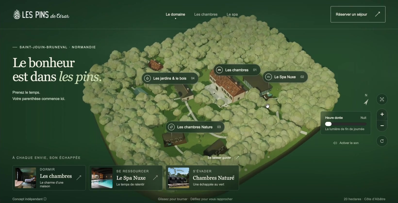 Capture du prototype 3D des Pins de César et de ses lieux à explorer
